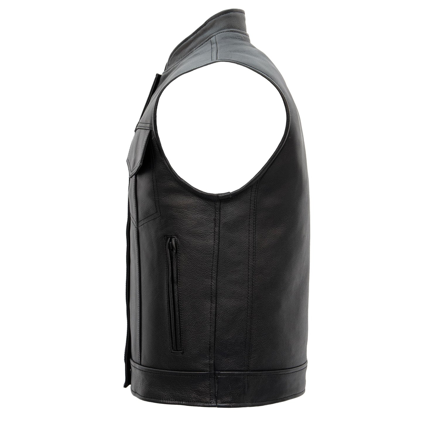 Hot Leathers VSM1054 Men’s Black 'Skull Flag' Motorcycle Club style Conceal and Carry Leather Biker Vest