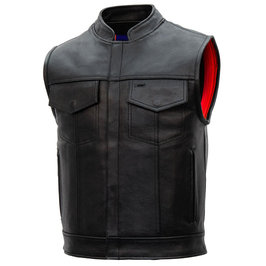Hot Leathers VSM1057 Men’s Black 'Mexican Blanket' Motorcycle Club Style Conceal and Carry Leather Biker Vest