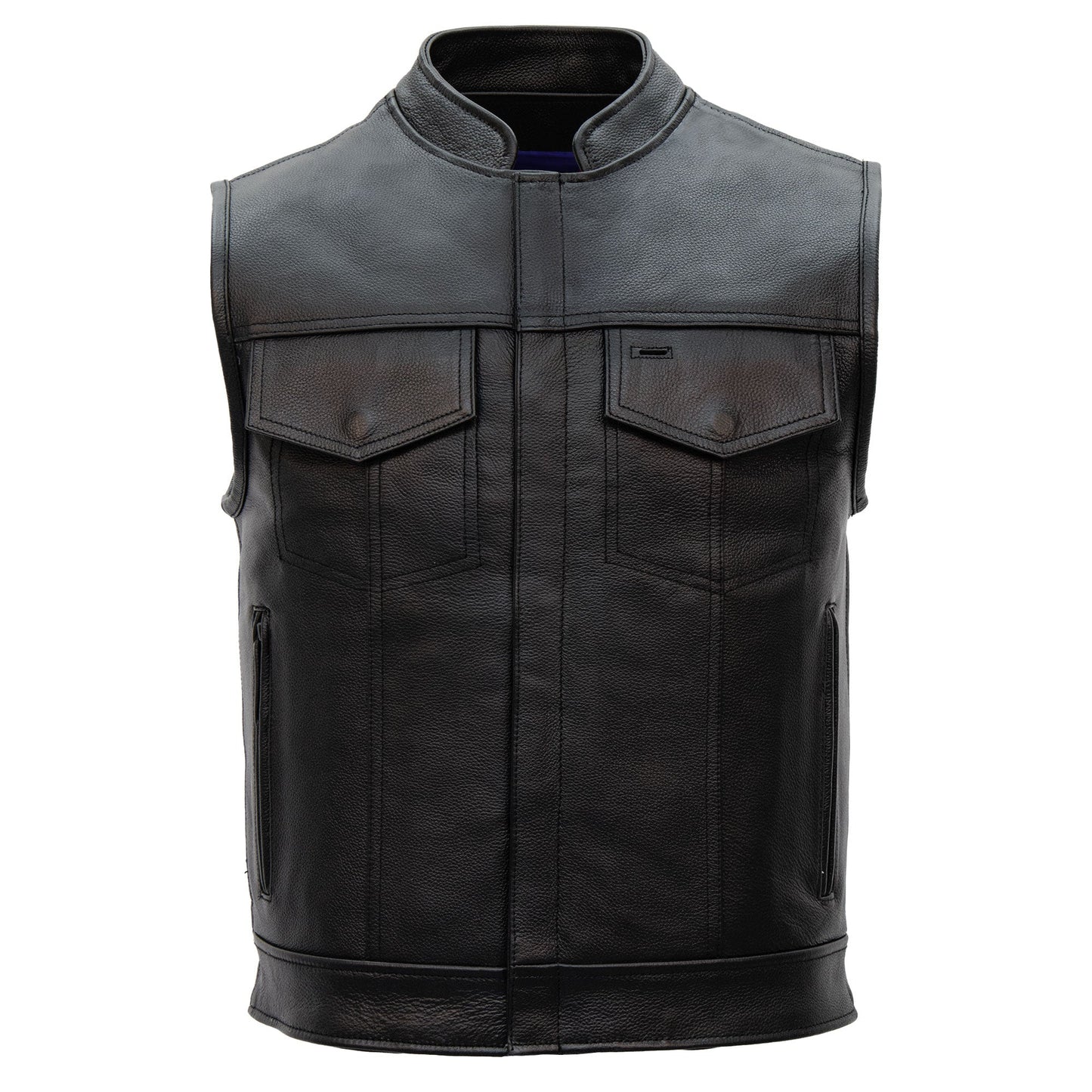 Hot Leathers VSM1057 Men’s Black 'Mexican Blanket' Motorcycle Club Style Conceal and Carry Leather Biker Vest
