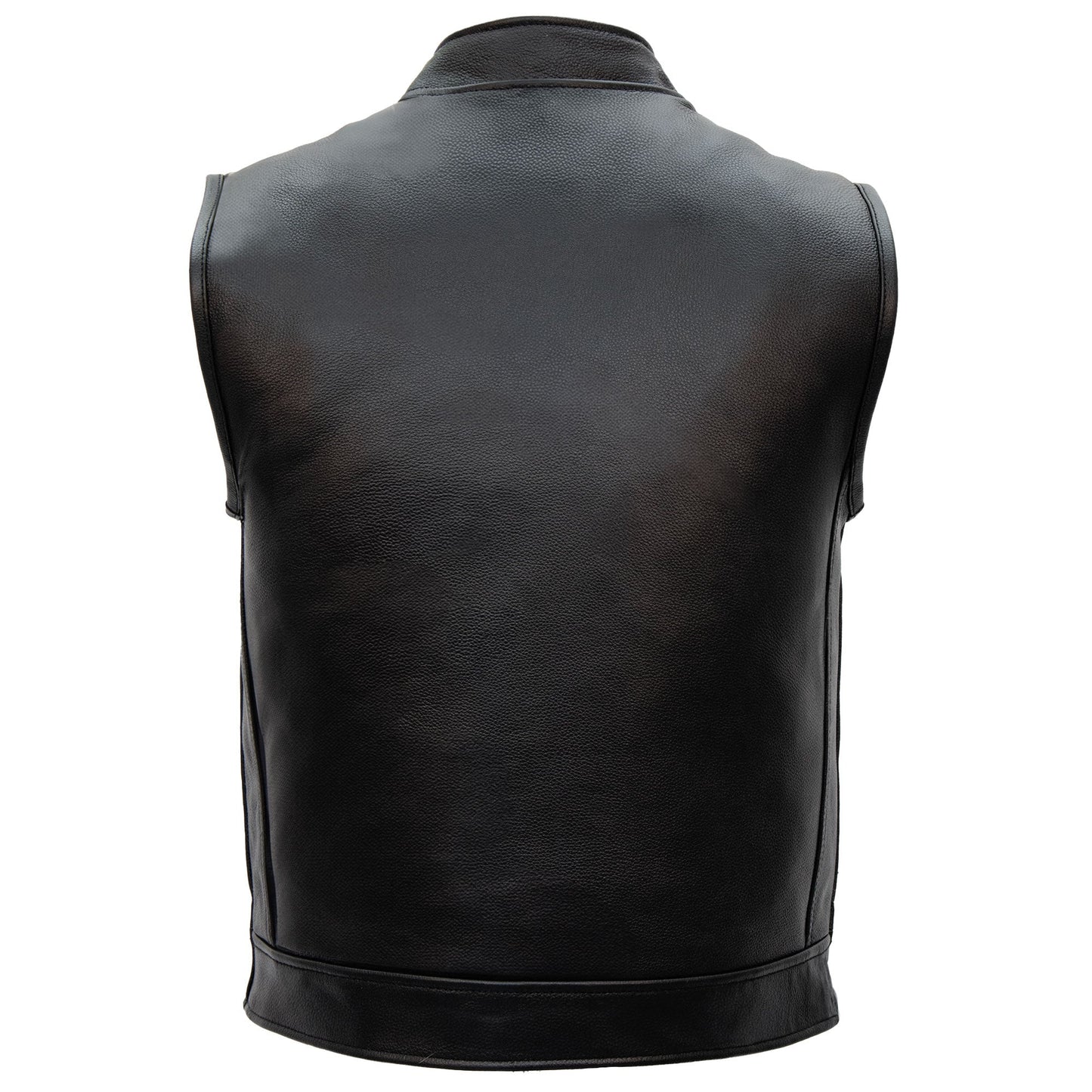 Hot Leathers VSM1058 Men's Black 'Camo Flag' Motorcycle Club Style Conceal and Carry Leather Biker Vest