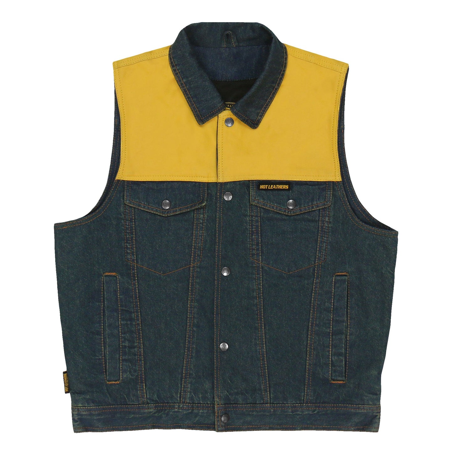 Hot Leathers Men's Leather and Denim Conceal Carry Vest VSM6103