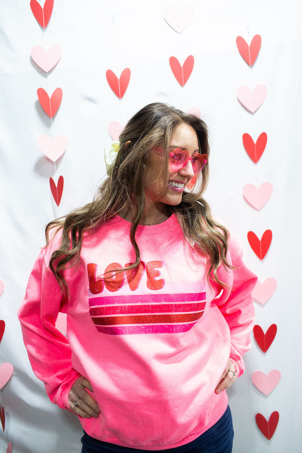 Pink Love Adult Crewneck Sweatshirt