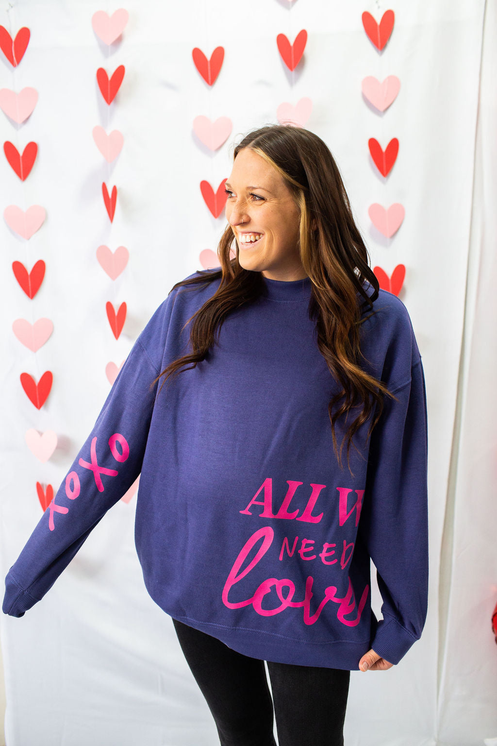 All We Need Is Love Ladies Oversized Crewneck Sweatshirt