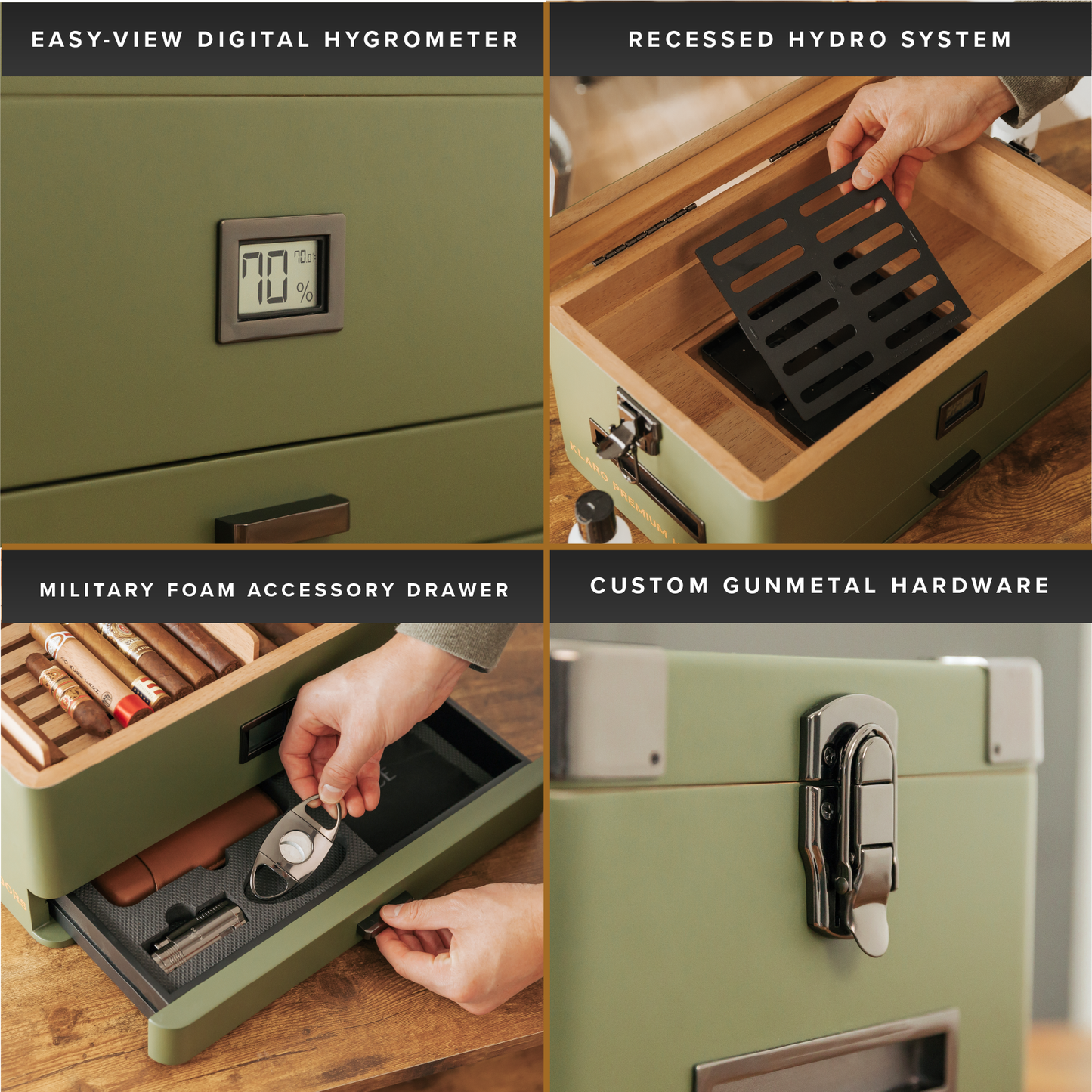 Military Glass Top Humidor