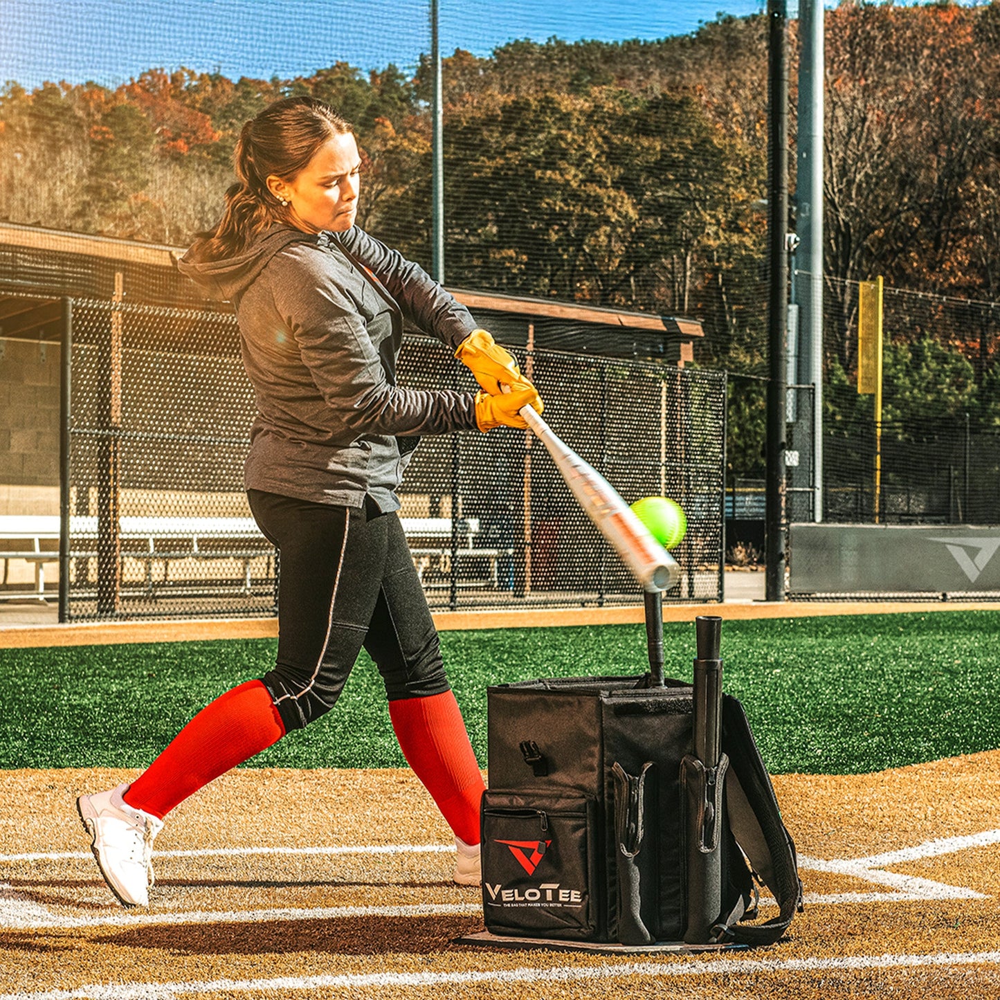Wheeled VeloTee 2.0 Pro Baseball & Softball Bat Bag Bundle with TANNER TEE