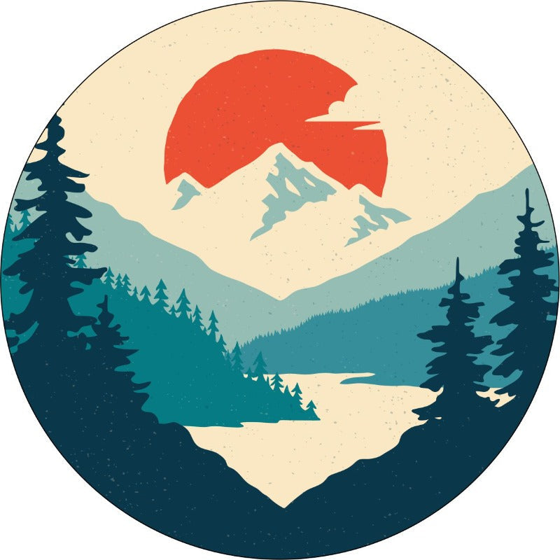 Vintage Mountain Landscape Spare Tire Cover for Jeep, Bronco, RV