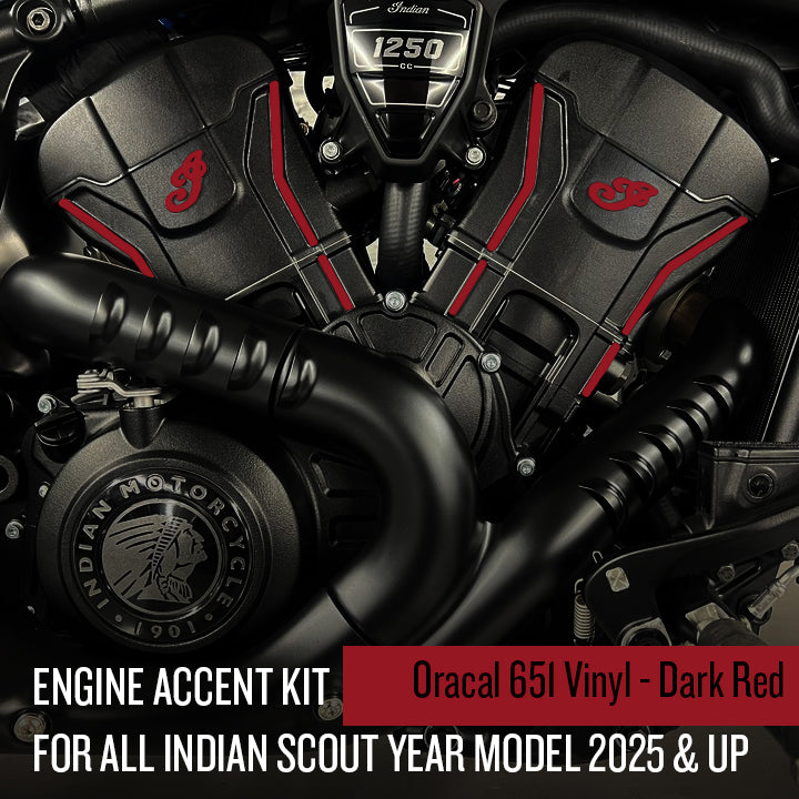 Oracal 651 Vinyl - Indian Scout Engine Accent Kit (2025 and up)- Dark Red