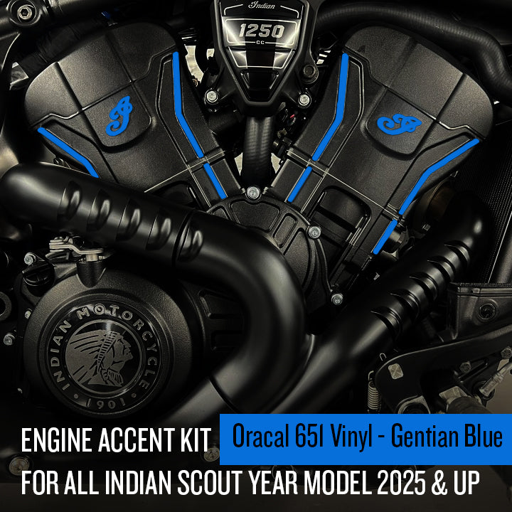 Oracal 651 Vinyl - Indian Scout Engine Accent Kit (2025 and up)- Gentian Blue
