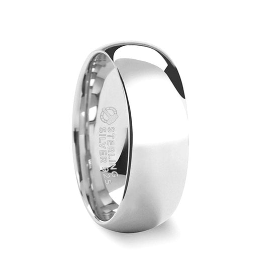 VIVID Silver Polished Finish Domed Wedding Band - 4mm & 8mm