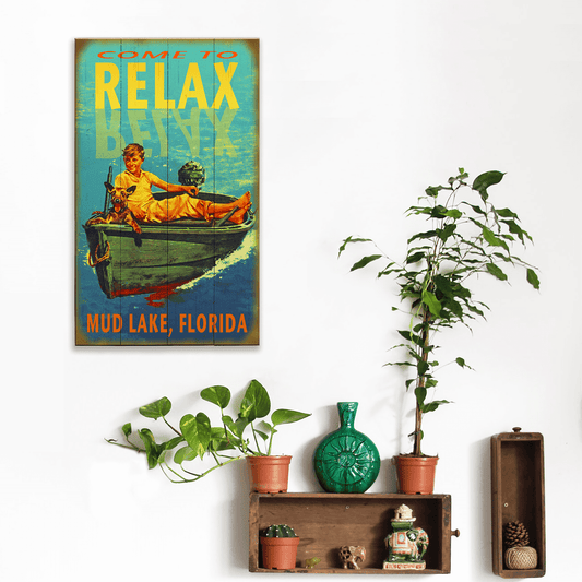 Come to Relax: Personalized - Wood & Metal Wall Art