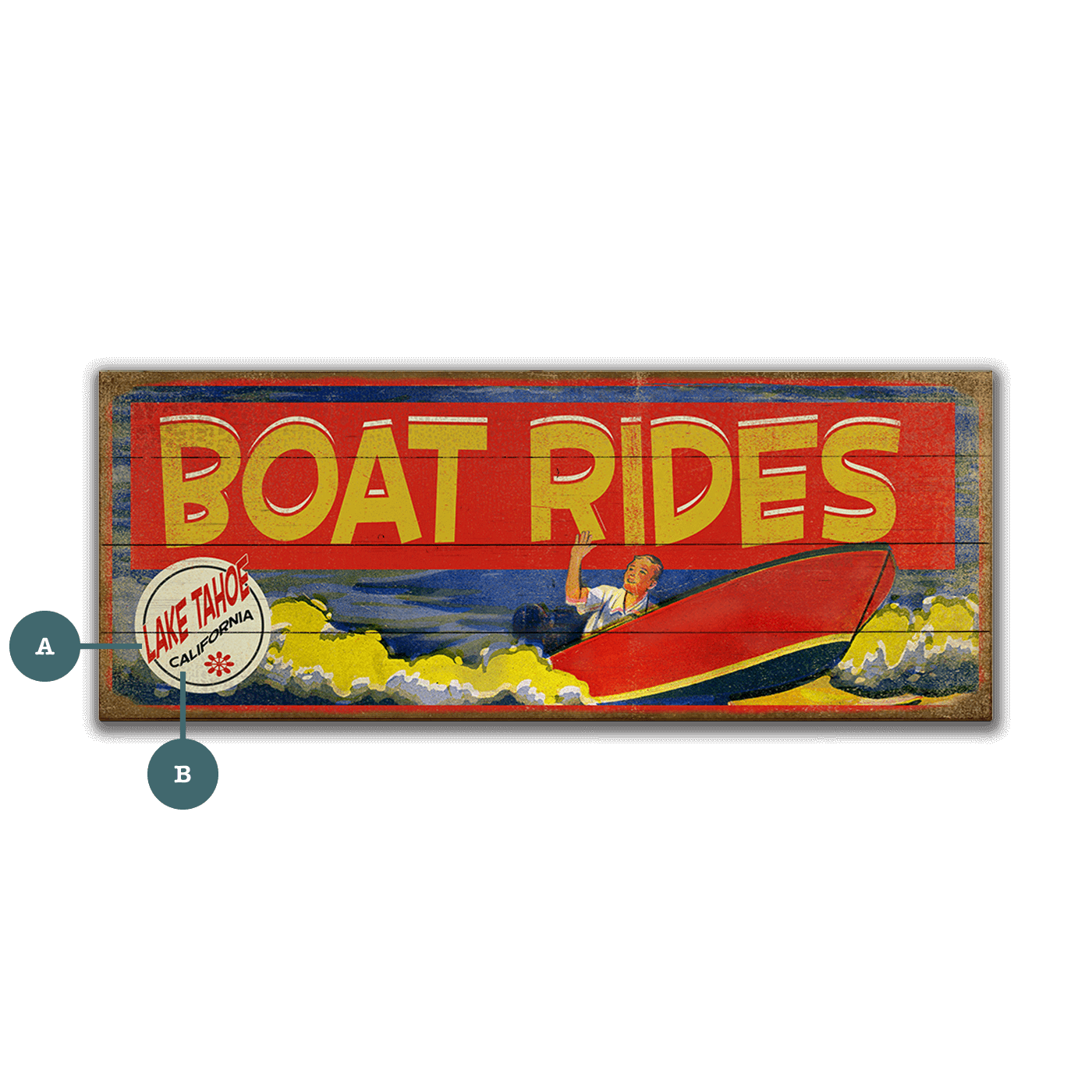 Retro Boat Rides - Wood & Metal Wall Art