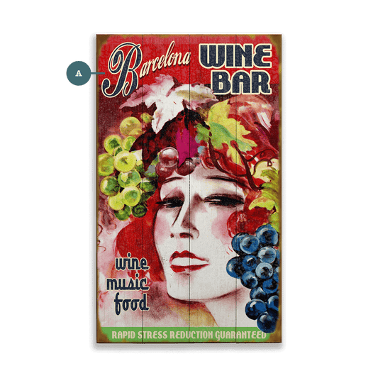 Barcelona Wine Bar - Wood & Metal Wall Art