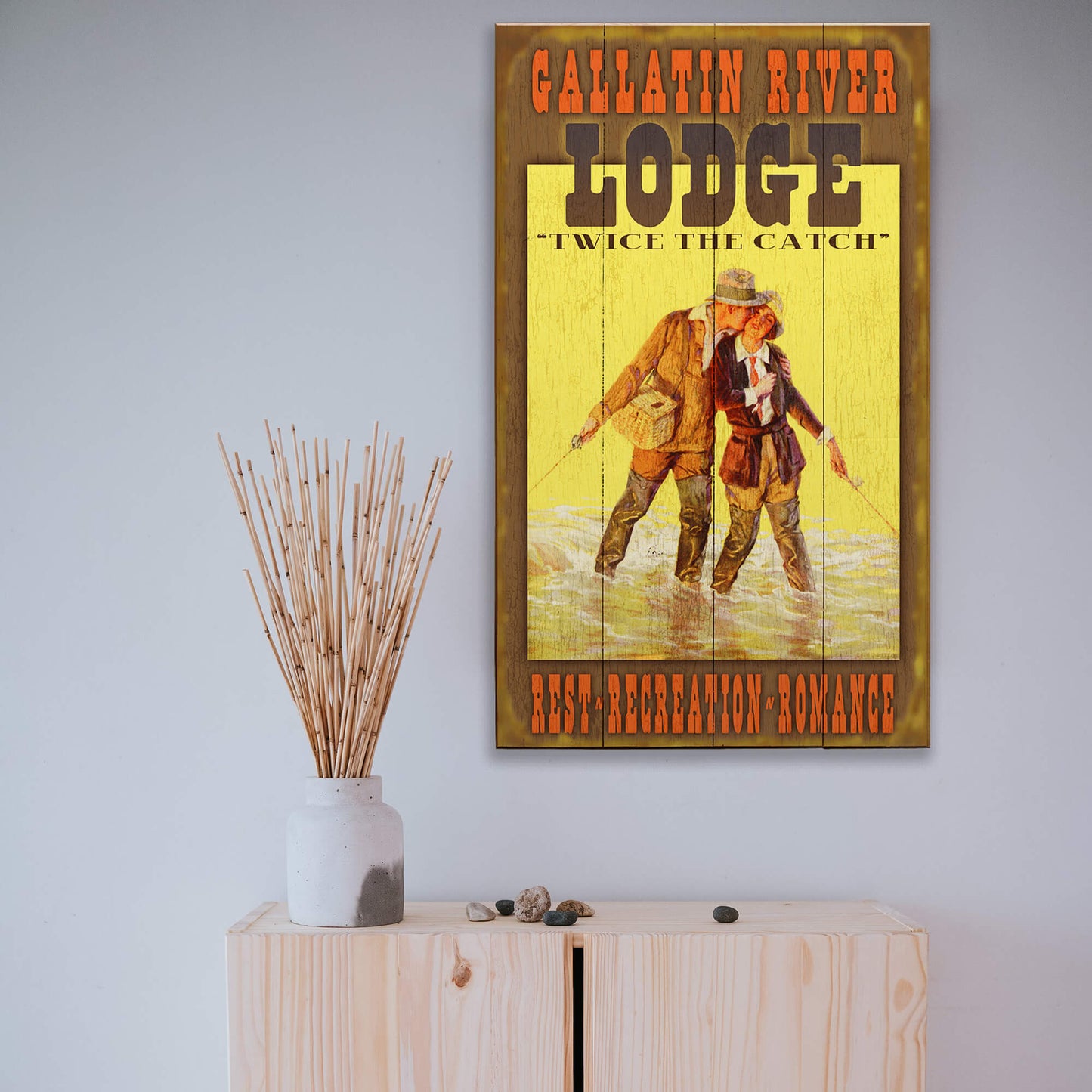 Twice the Catch Lodge - Wood & Metal Wall Art
