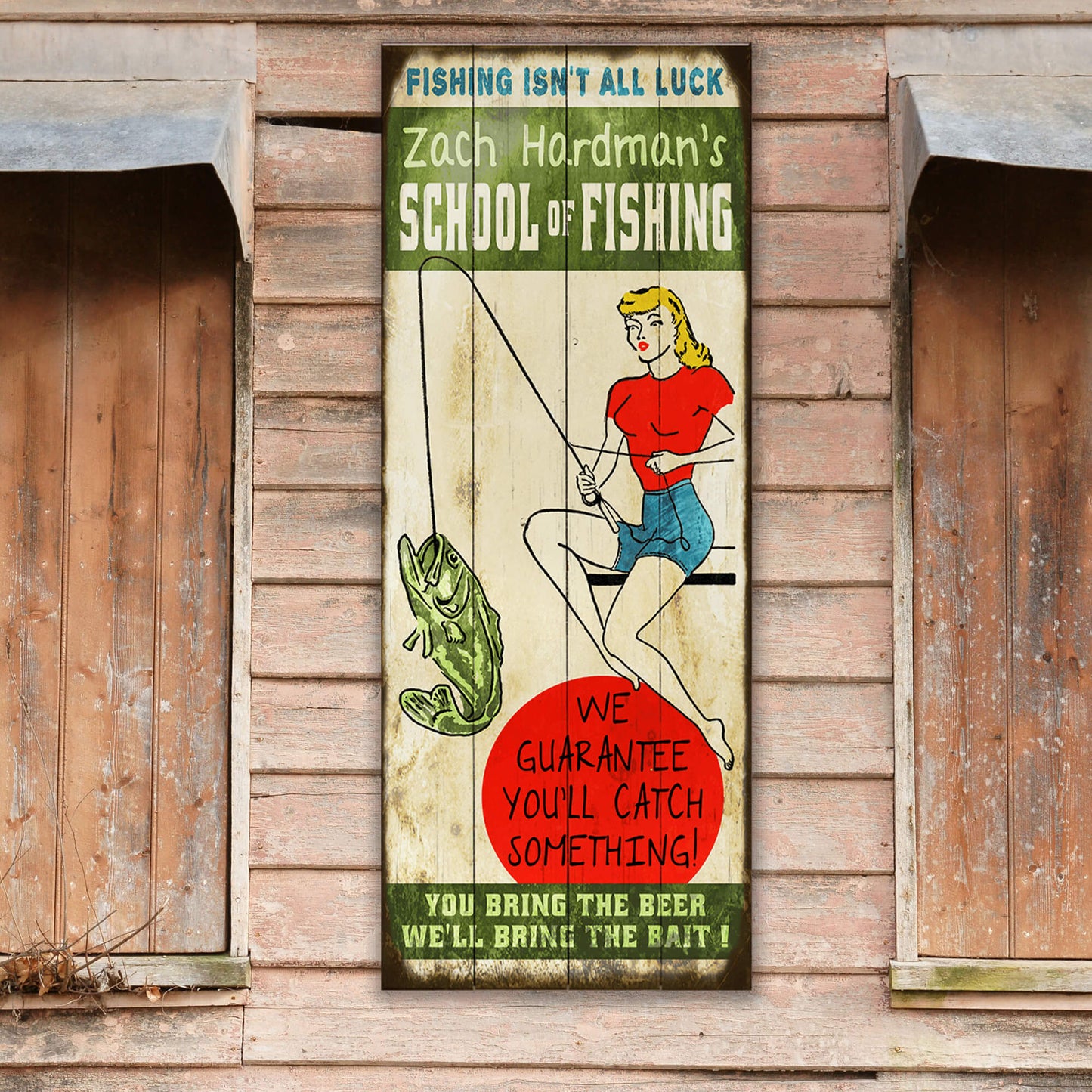 School of Fishing: Personalized - Wood & Metal Wall Art