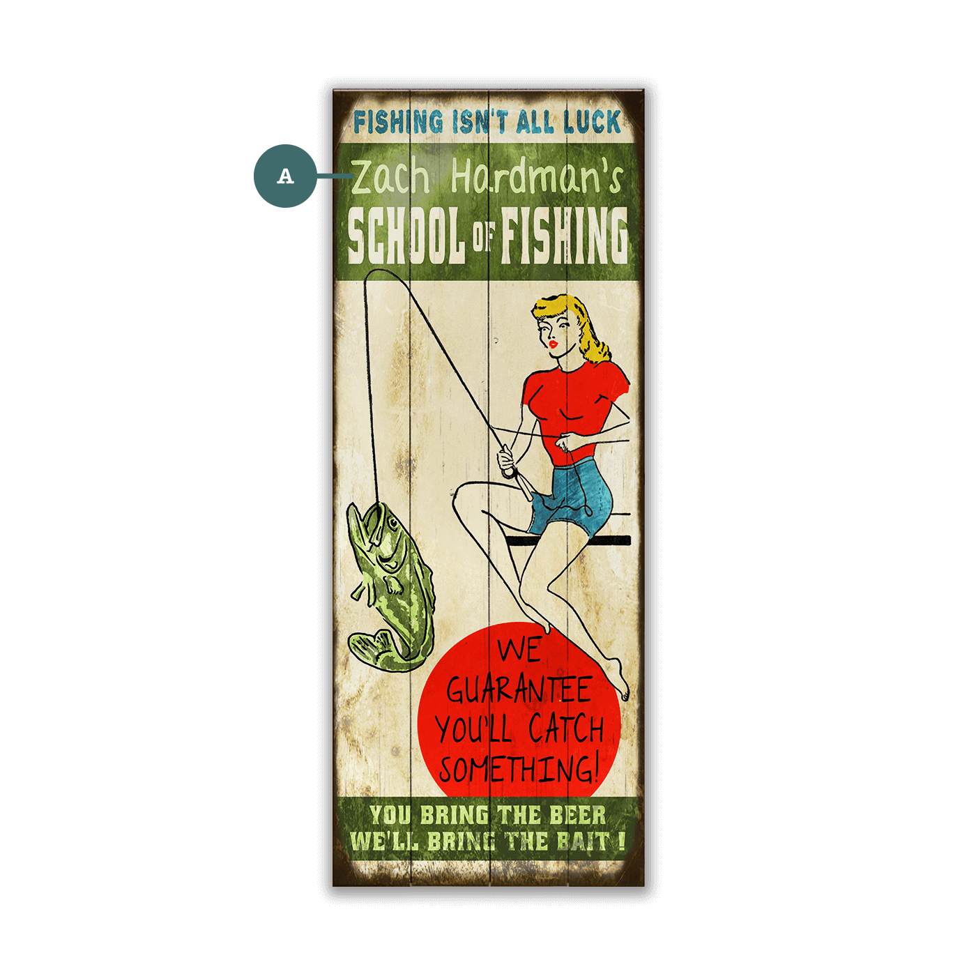 School of Fishing: Personalized - Wood & Metal Wall Art