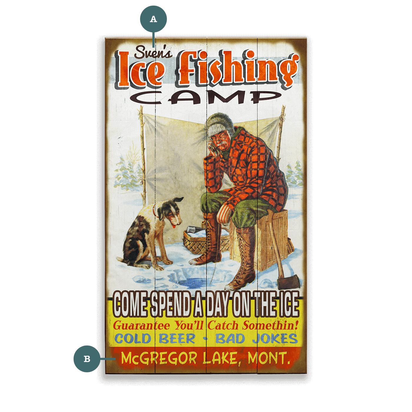 Ice Fishing Camp - Wood & Metal Wall Art