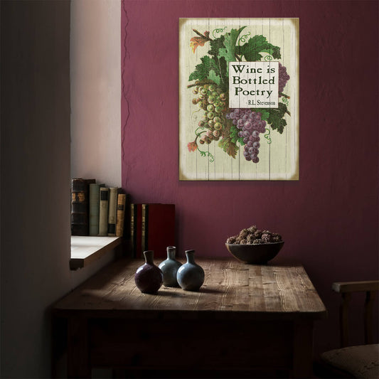 Wine is Bottled Poetry: Generic - Wood & Metal Wall Art