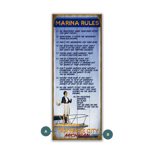 Marina Rules - Wood & Metal Wall Art