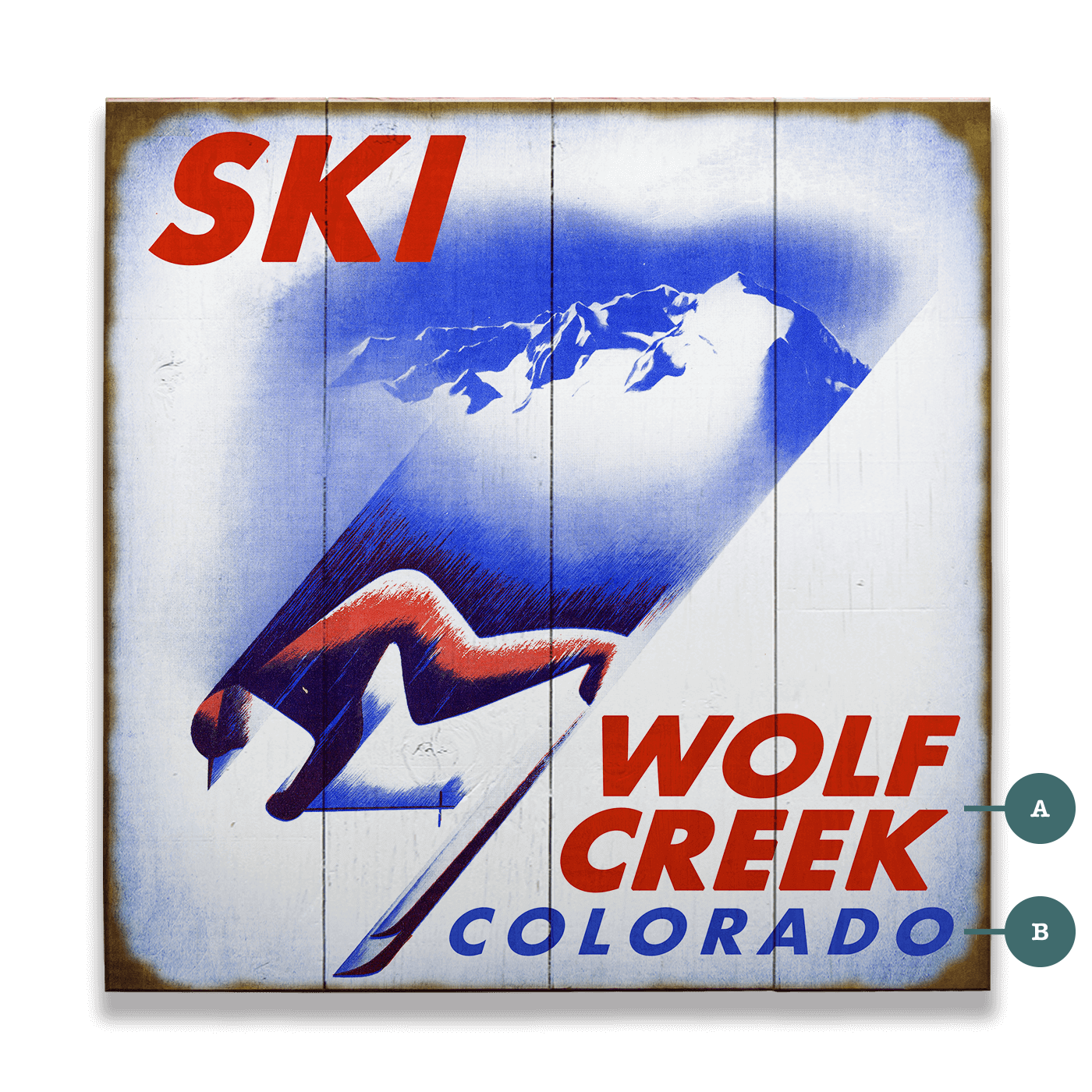 Retro Ski Racer - Wood & Metal Wall Art