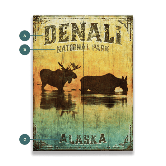 Alaskan Twilight: Moose in Denali - Wood & Metal Wall Art