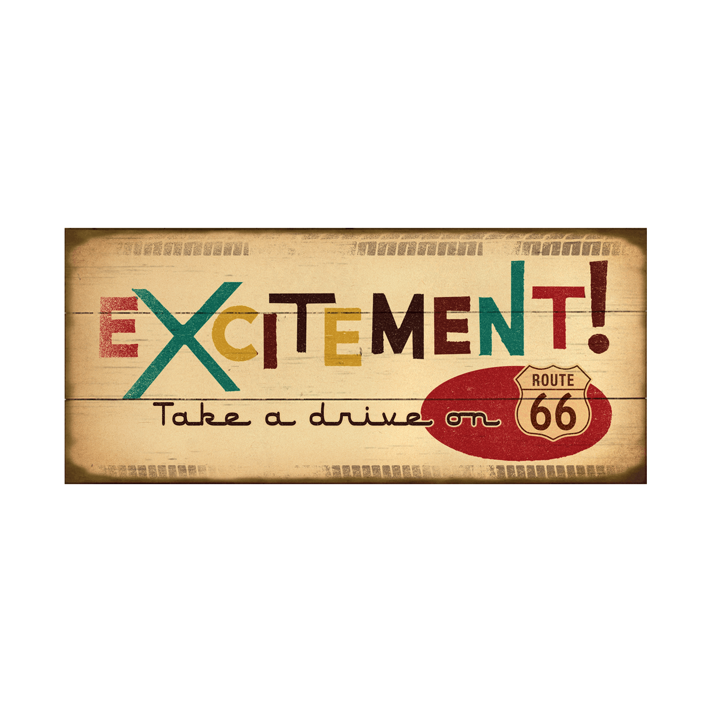 Excitement on Route 66 - Wood & Metal Wall Art