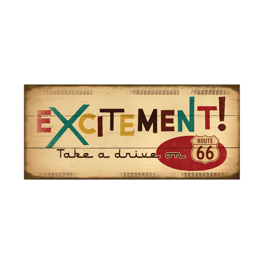 Excitement on Route 66 - Wood & Metal Wall Art