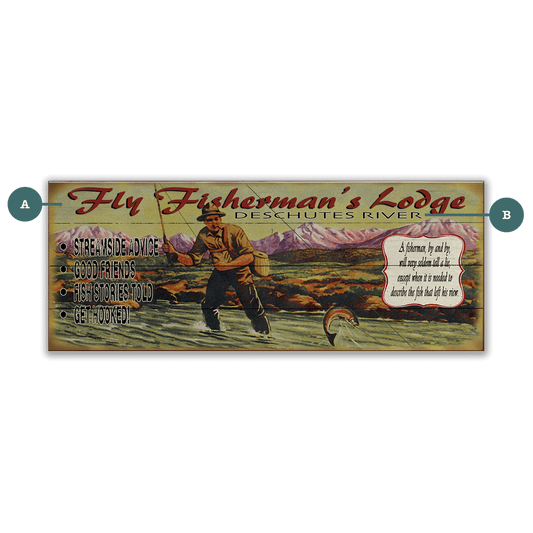 Fly Fisherman's Lodge - Wood & Metal Wall Art