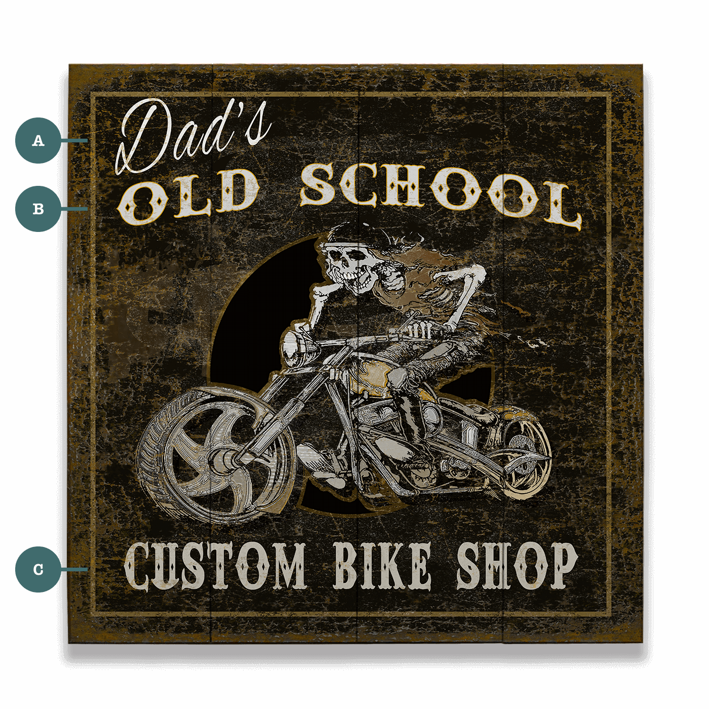 Old School Custom Bike Shop - Wood & Metal Wall Art