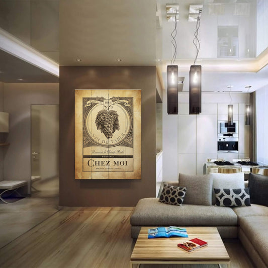 Vintage Wine Label - Wood & Metal Wall Art