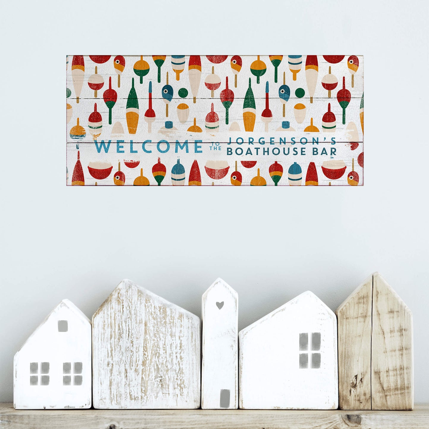 Welcome to the Boathouse: Personalized Bobber - Wood & Metal Wall Art