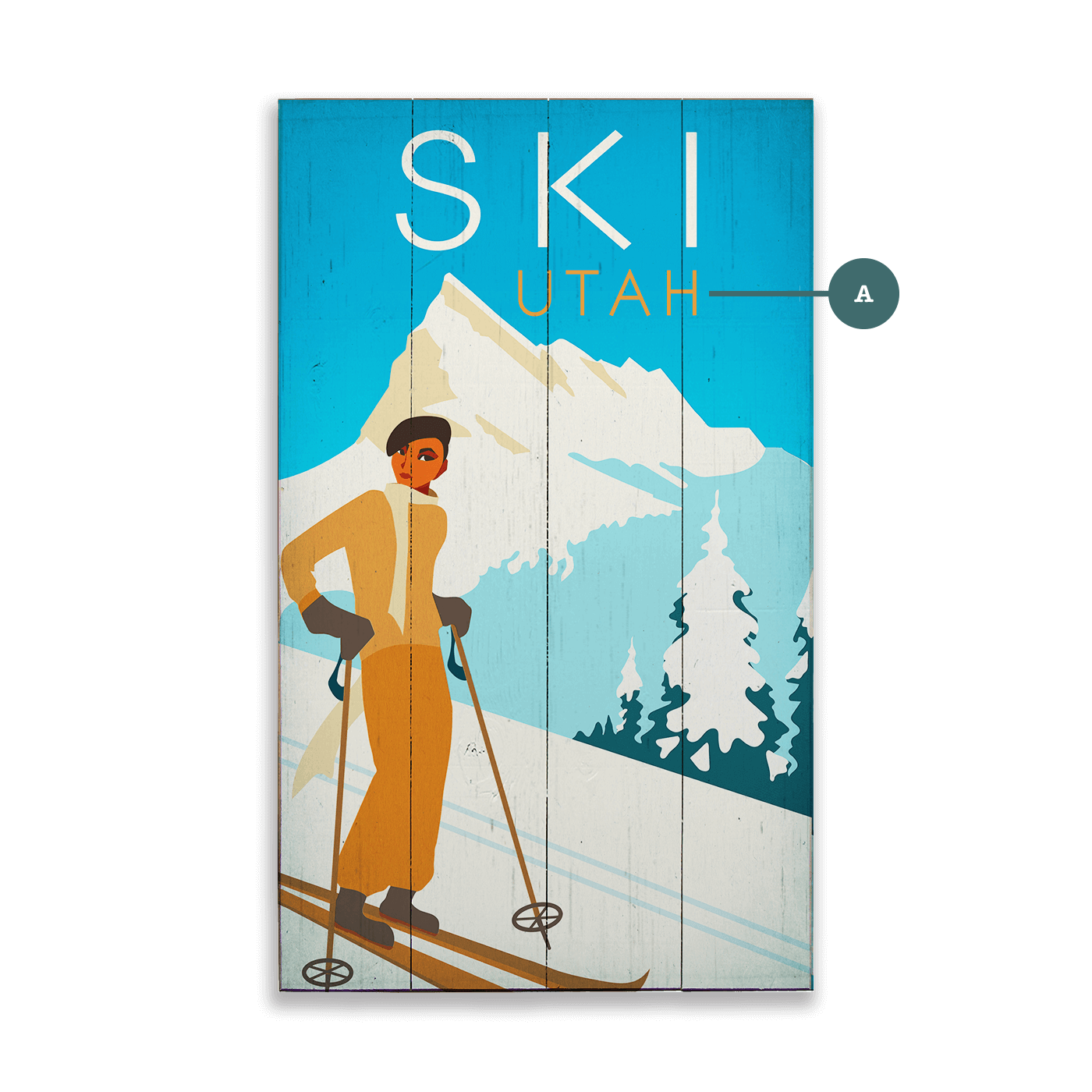 Skiing in Style - Wood & Metal Wall Art