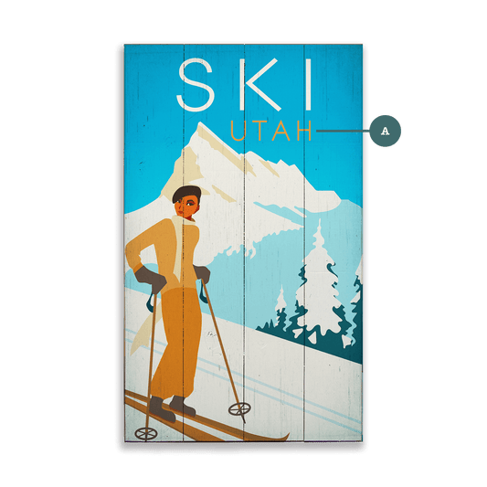 Skiing in Style - Wood & Metal Wall Art