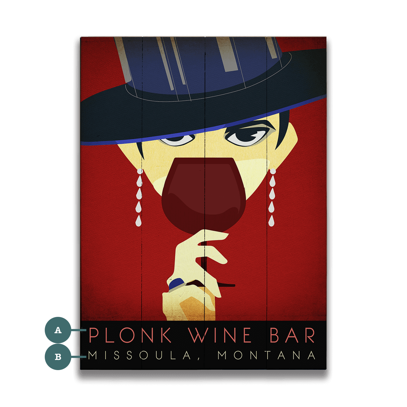 Mystery at the Plonk Wine Bar - Wood & Metal Wall Art