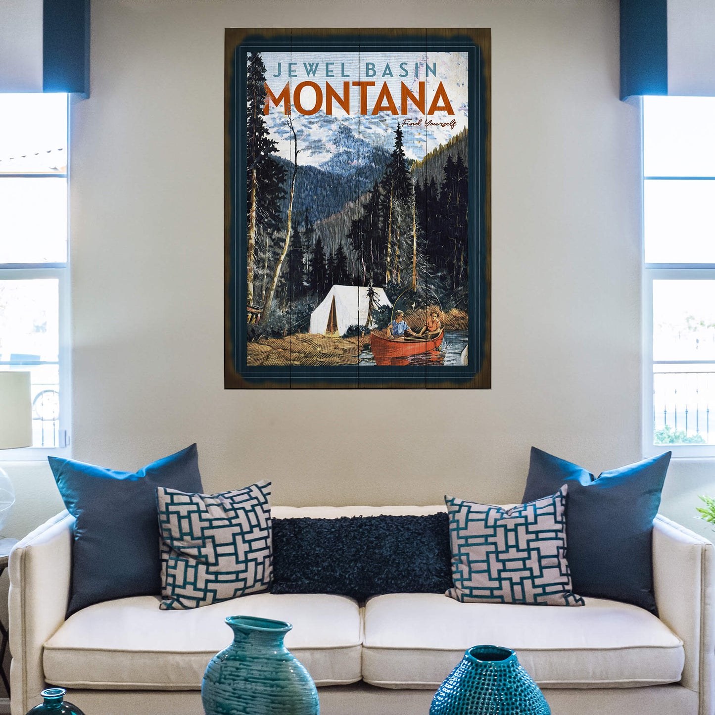 Find Yourself Canoe Camping - Wood & Metal Wall Art