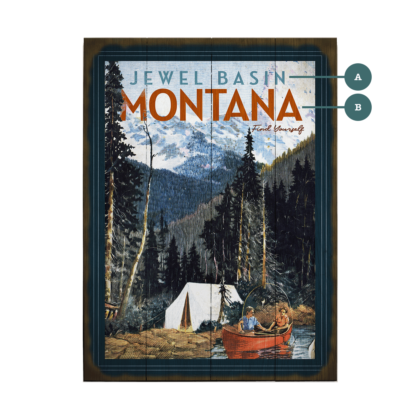 Find Yourself Canoe Camping - Wood & Metal Wall Art