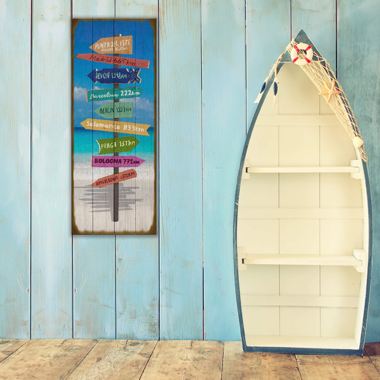 Roadside Wanderings I Custom Signpost - Wood & Metal Wall Art