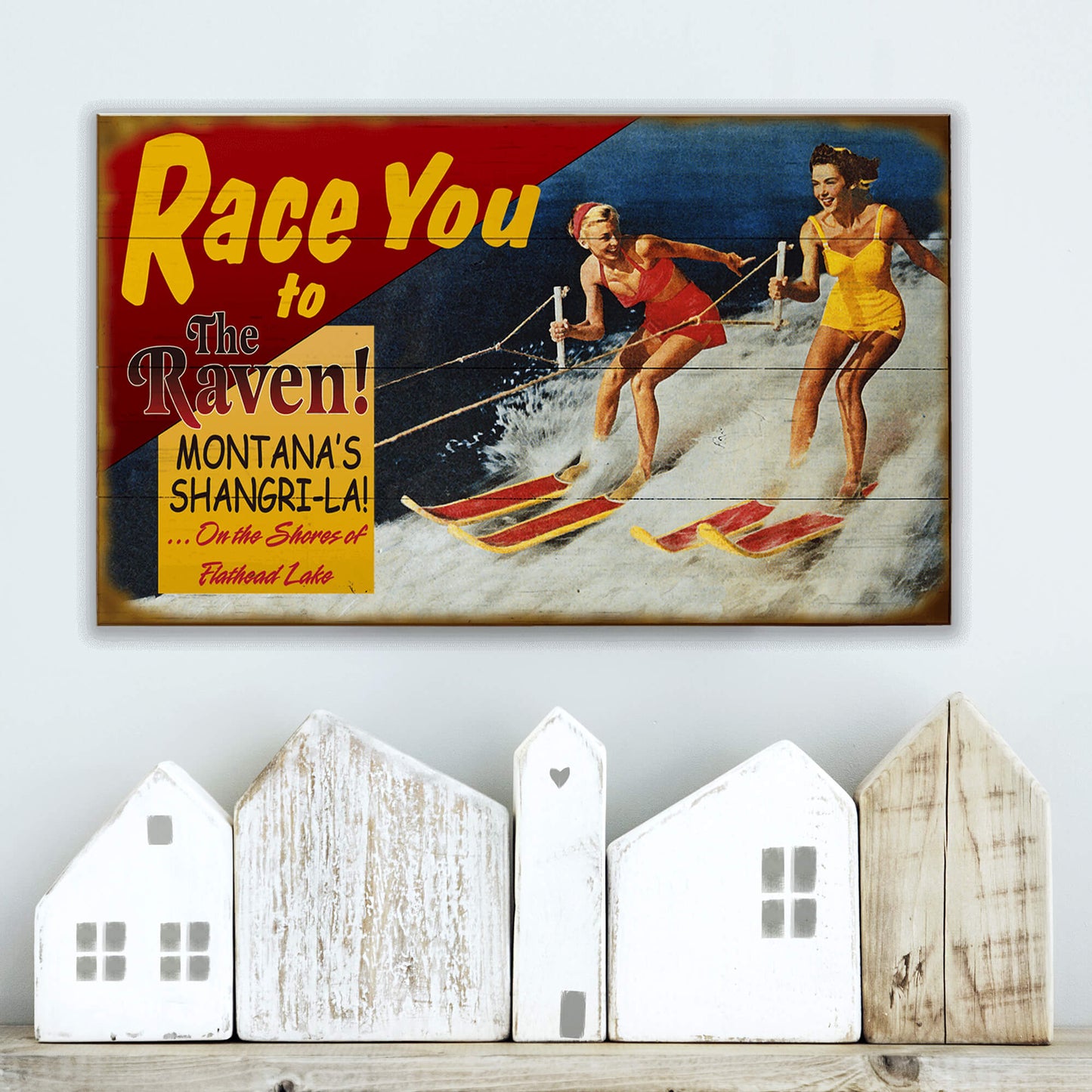 Racing Skiers - Wood & Metal Wall Art