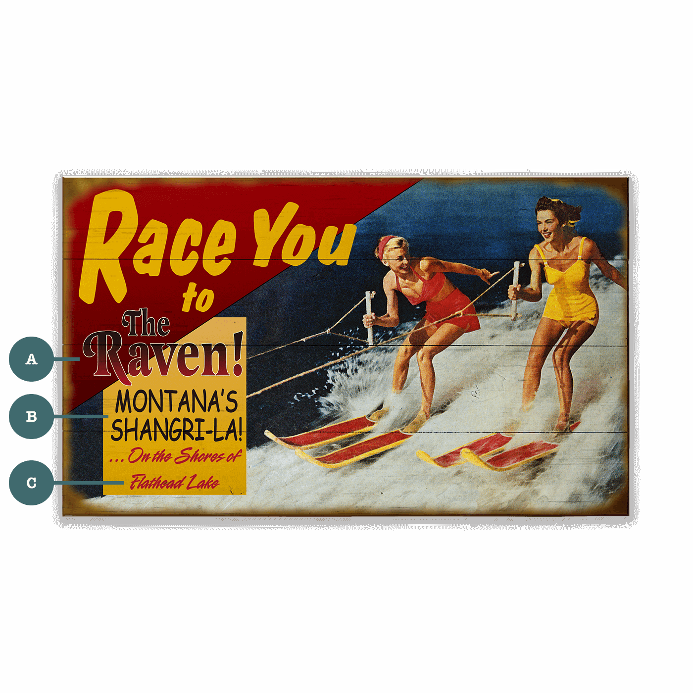 Racing Skiers - Wood & Metal Wall Art