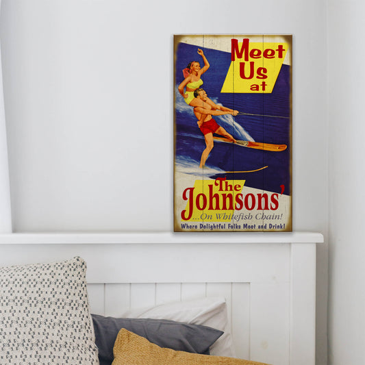 Delightful Skiers - Wood & Metal Wall Art