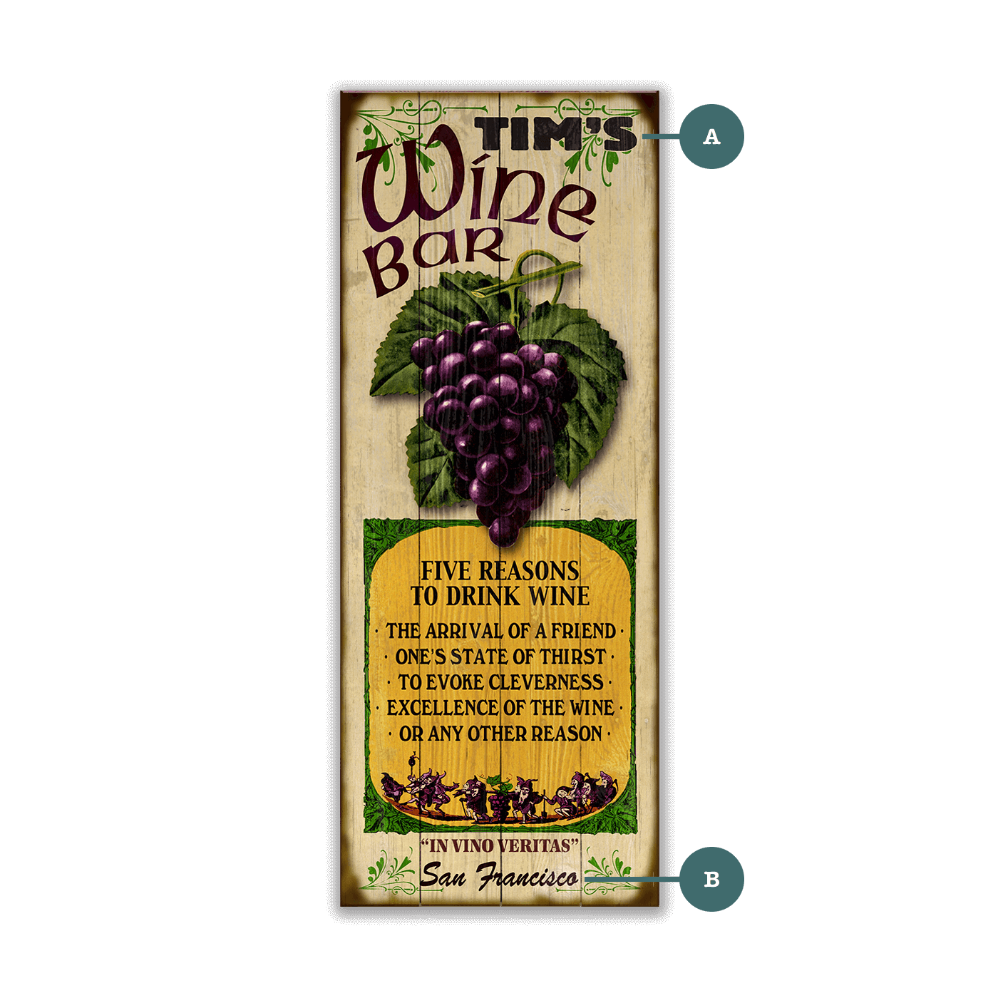 Wine Bar: Personalized - Wood & Metal Wall Art
