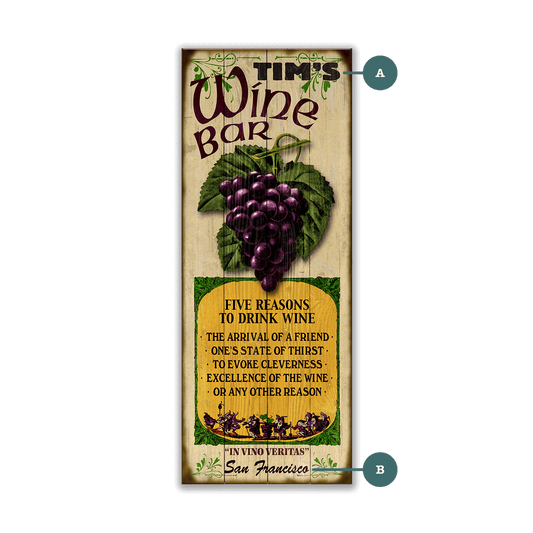 Wine Bar: Personalized - Wood & Metal Wall Art