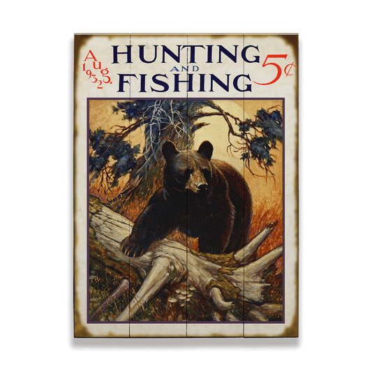 Hunting and Fishing Bear: Generic - Wood & Metal Wall Art
