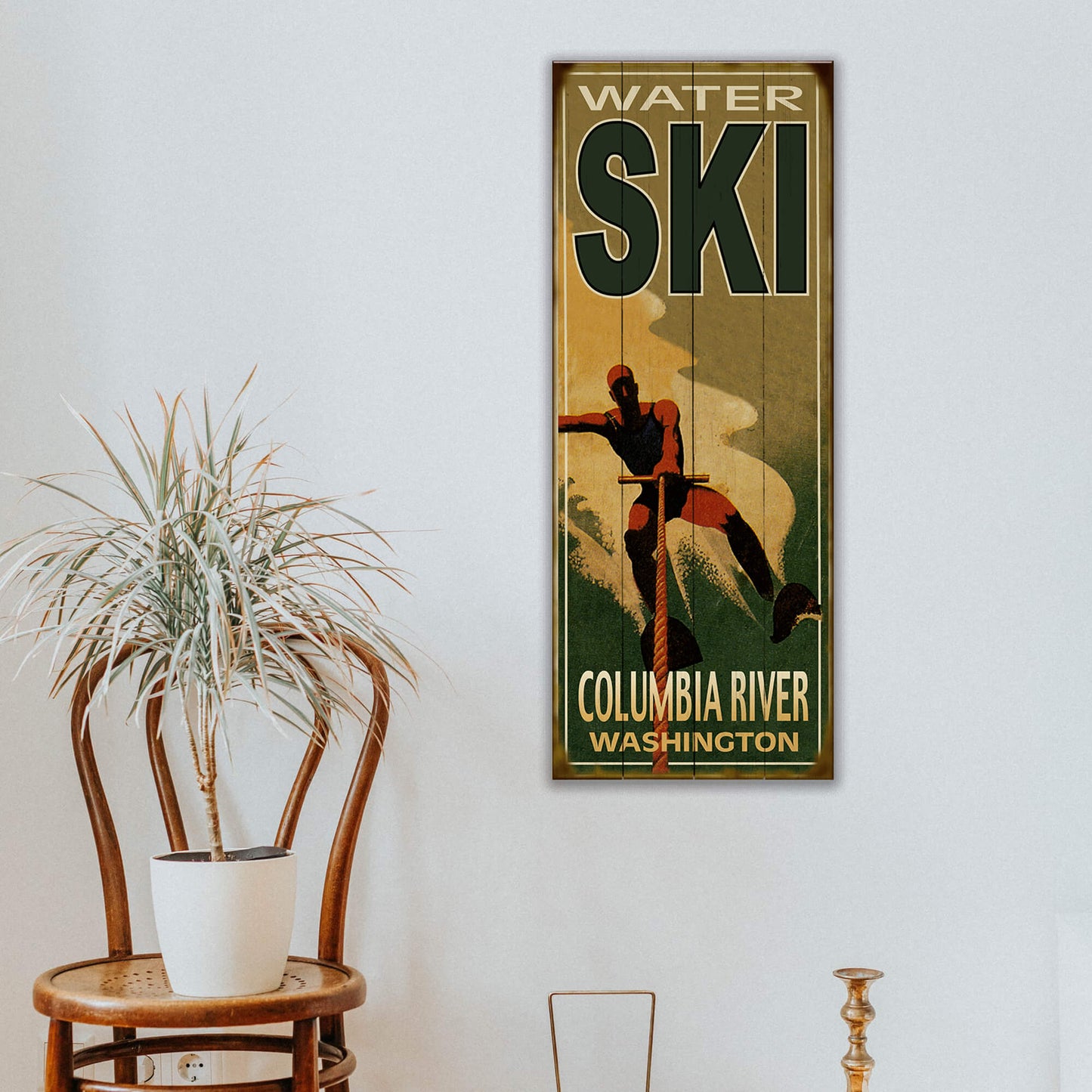 Water Skier Silhouette - Wood & Metal Wall Art