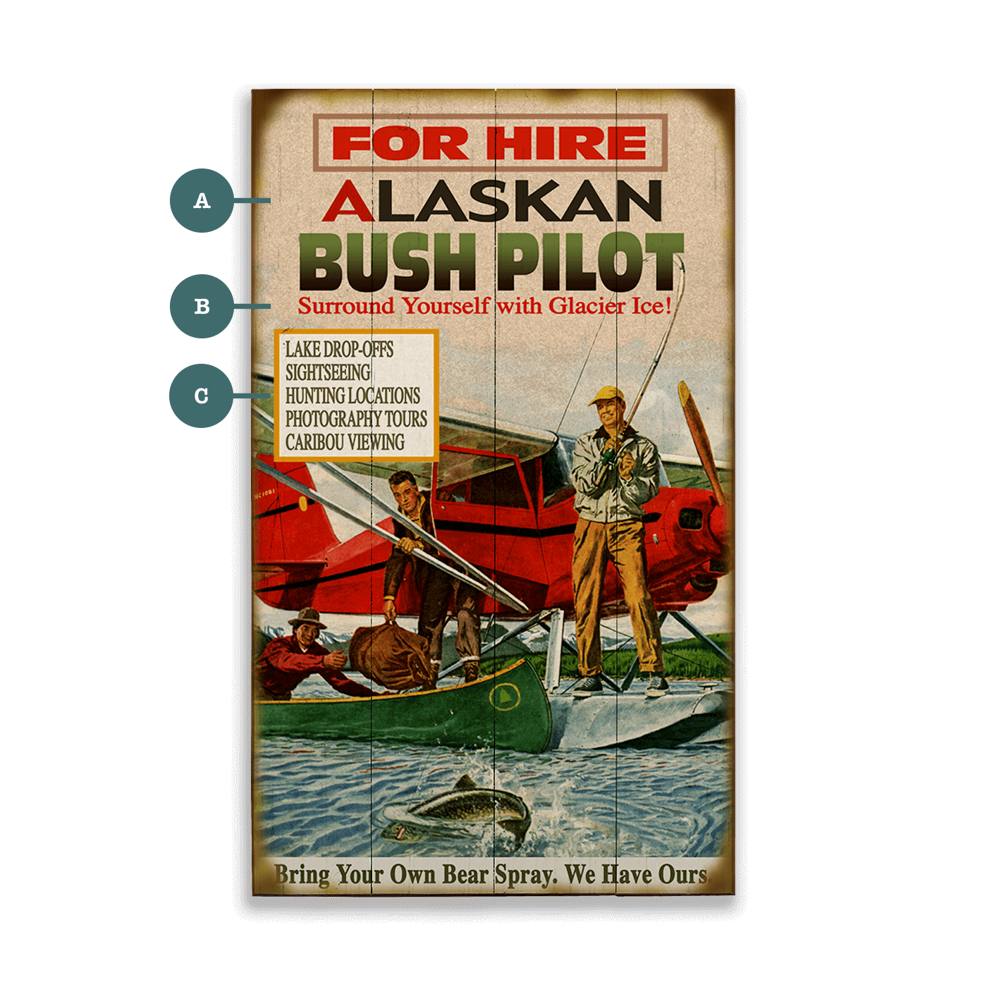 Bush Pilot for Hire - Wood & Metal Wall Art