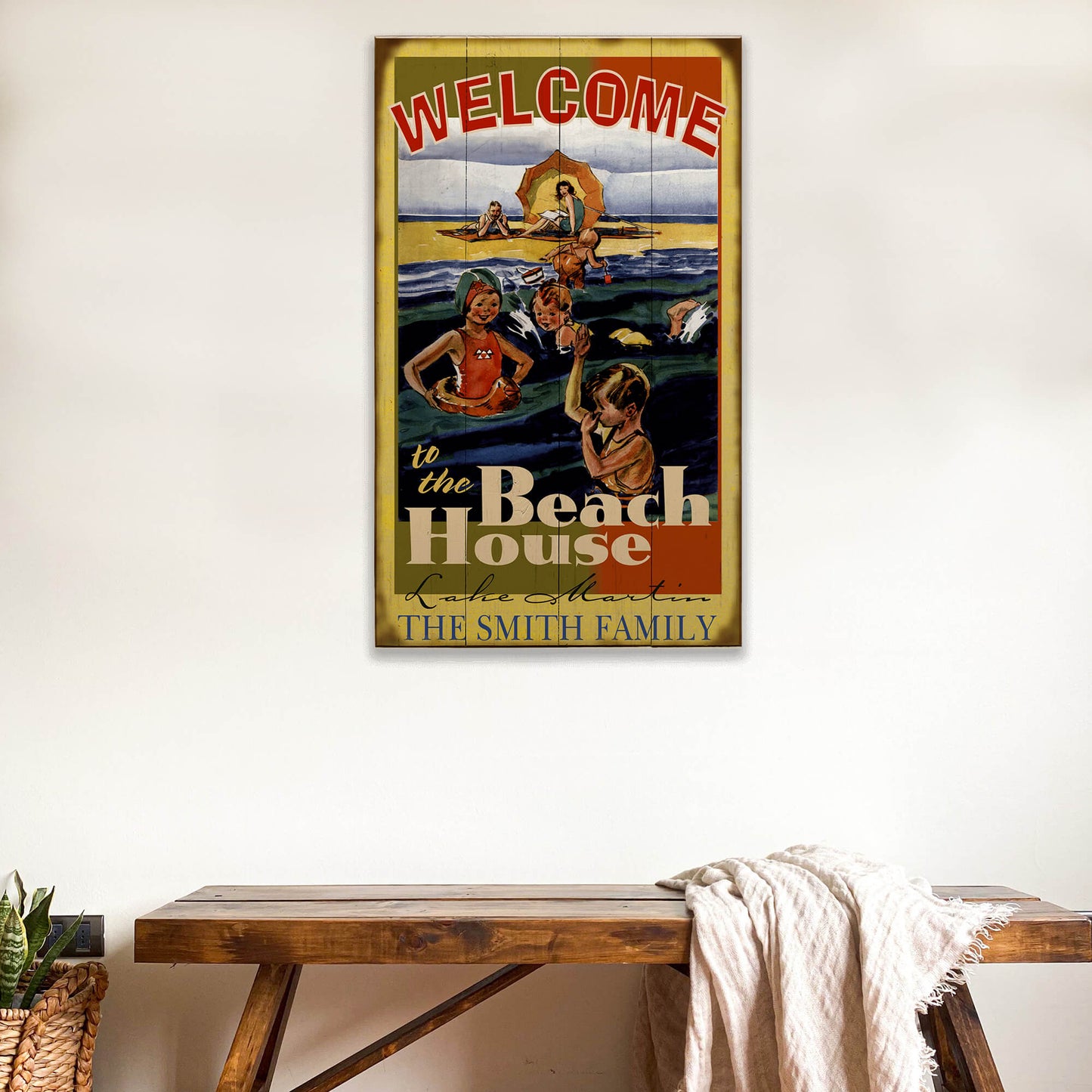 Family Beach House - Wood & Metal Wall Art