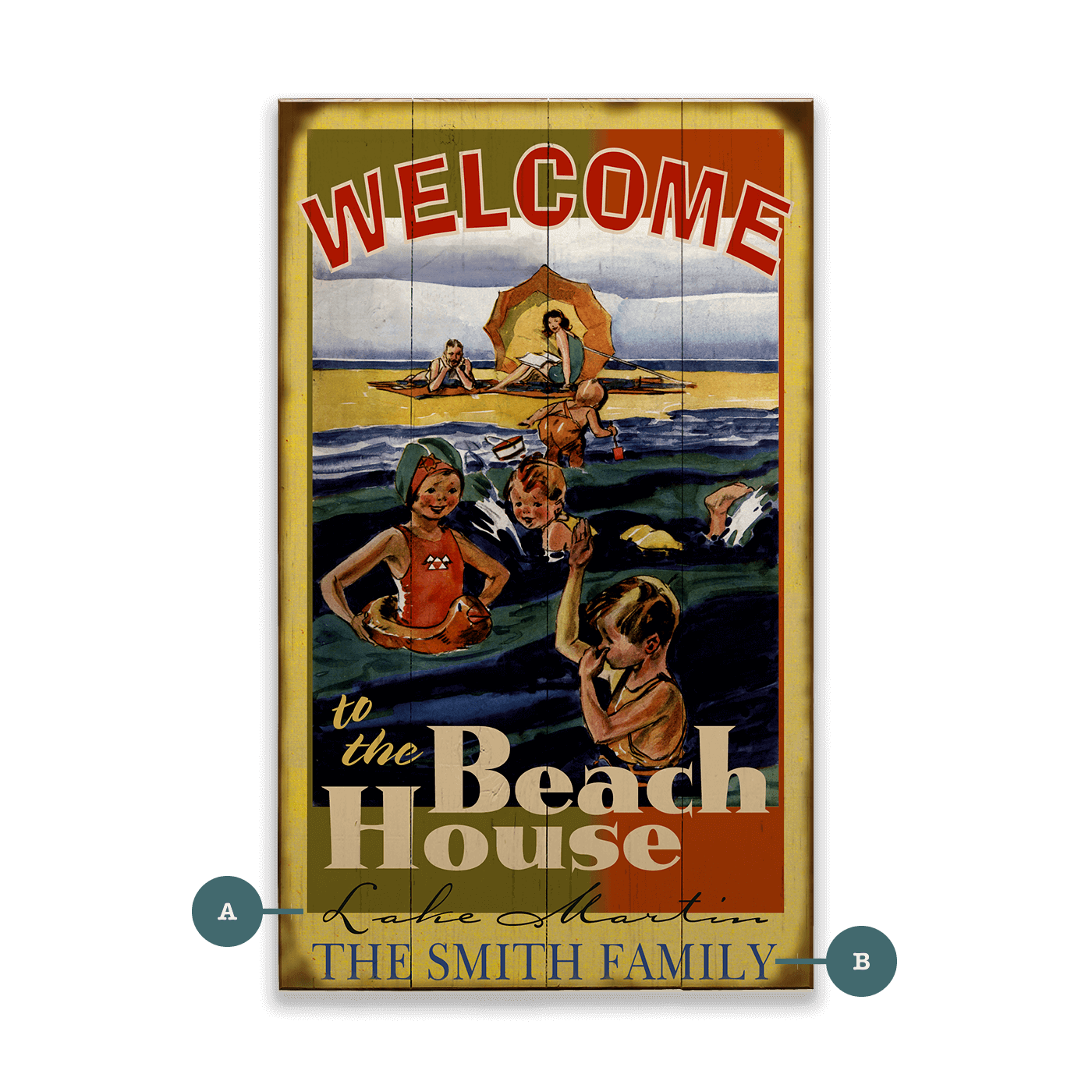 Family Beach House - Wood & Metal Wall Art