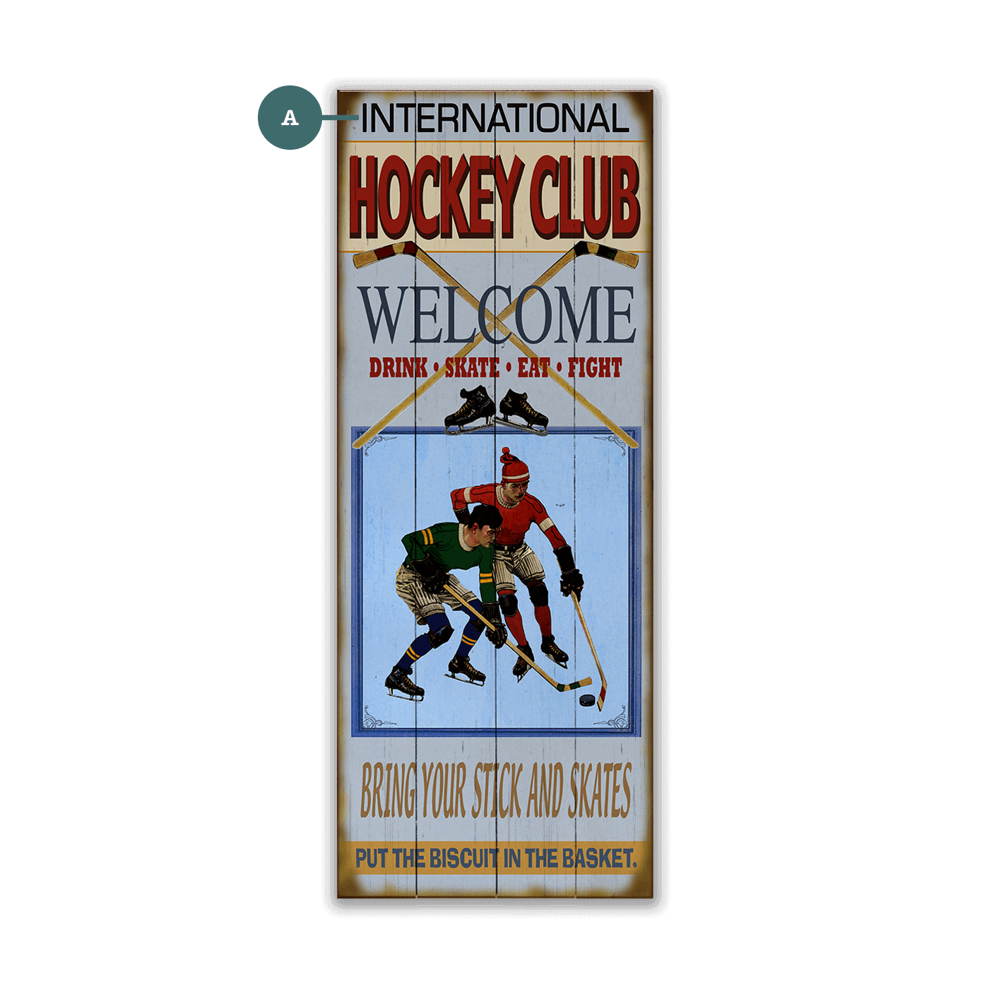 Hockey Club - Wood & Metal Wall Art