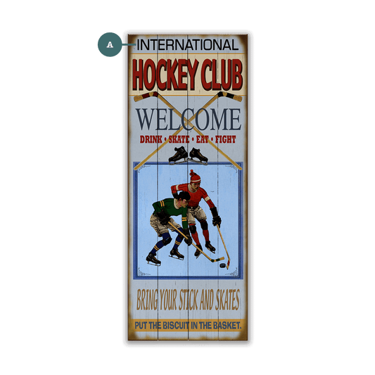 Hockey Club - Wood & Metal Wall Art