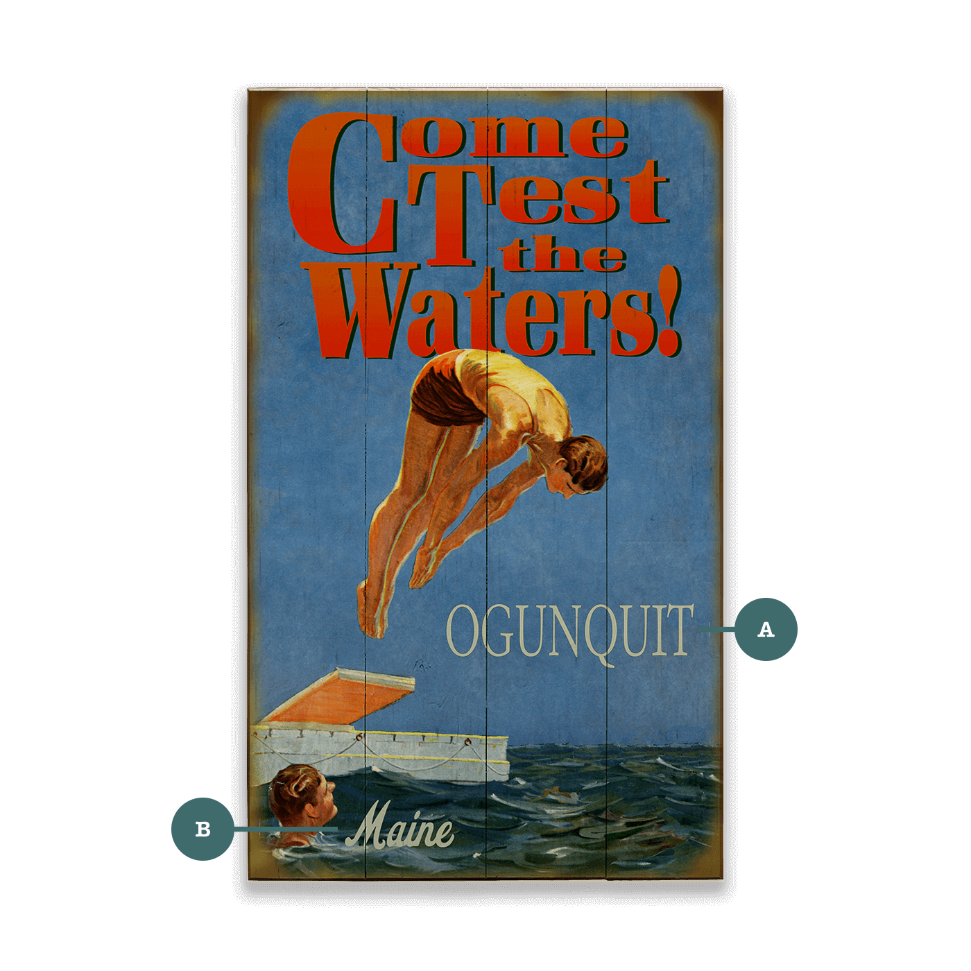 Test the Waters: Take the Plunge - Wood & Metal Wall Art