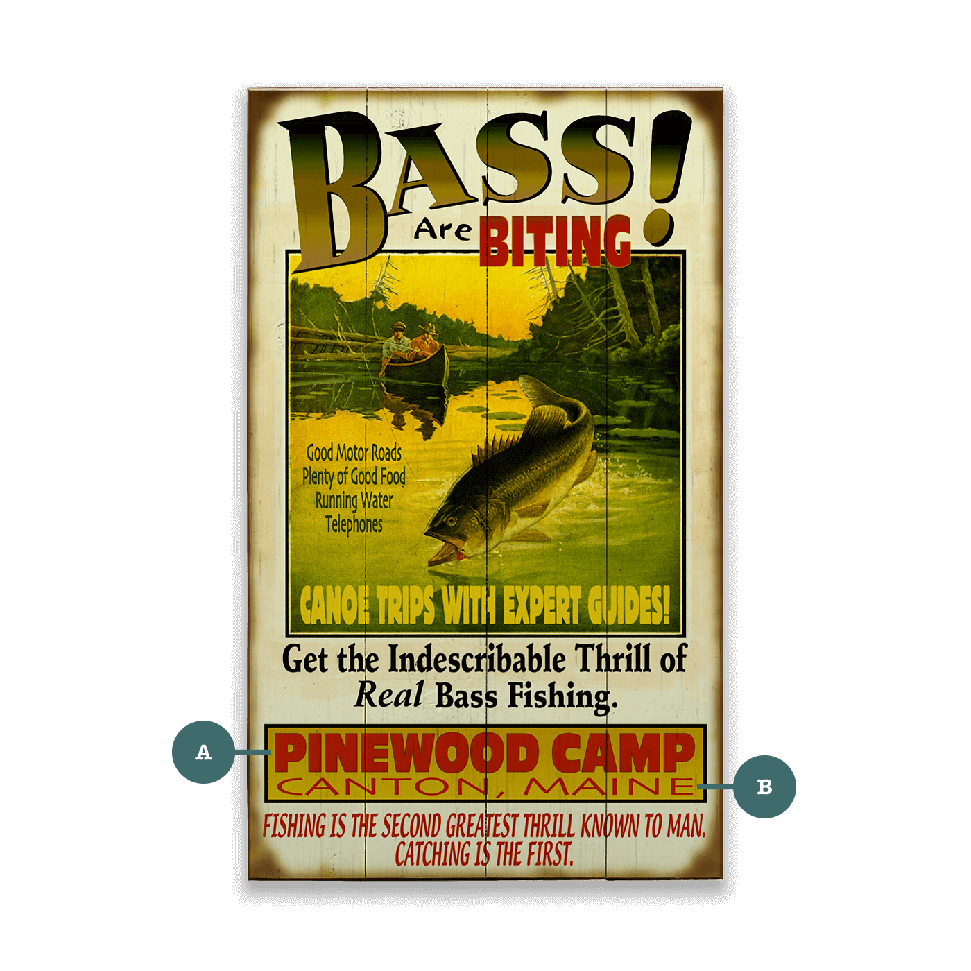 The Bass are Biting! - Wood & Metal Wall Art